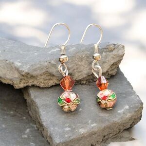 Tiny Floral Dangle Earrings Dainty Lightweight Feminine Everyday Jewelry